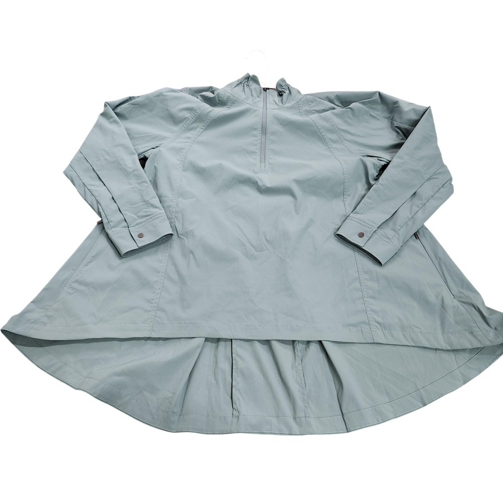 Athleta Jacket Womens Medium Green 1/2 Zip High Low Hem Windbreaker Hiking